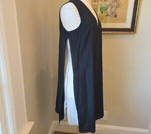 💙Dkny Black V-Neck Sleeveless Midi Dress with Side Zip